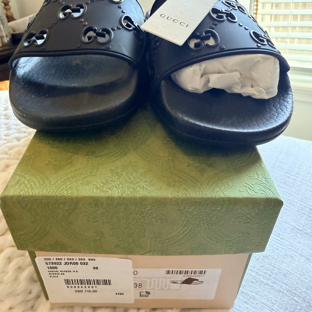Gucci Black Embellished Slide Sandals